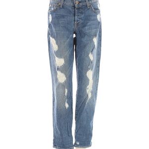 7 For All Mankind Blue Boyfriend Jeans Distressed Casual